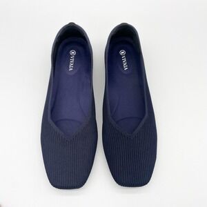 VIVAIA Margot 2.0 Womens 43 11 Navy Blue Knit Square Toe Flats Slip On Comfort